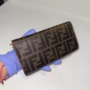 ❌ SOLD ❌ Fendi Zucca Long Wallet with Pink Interior